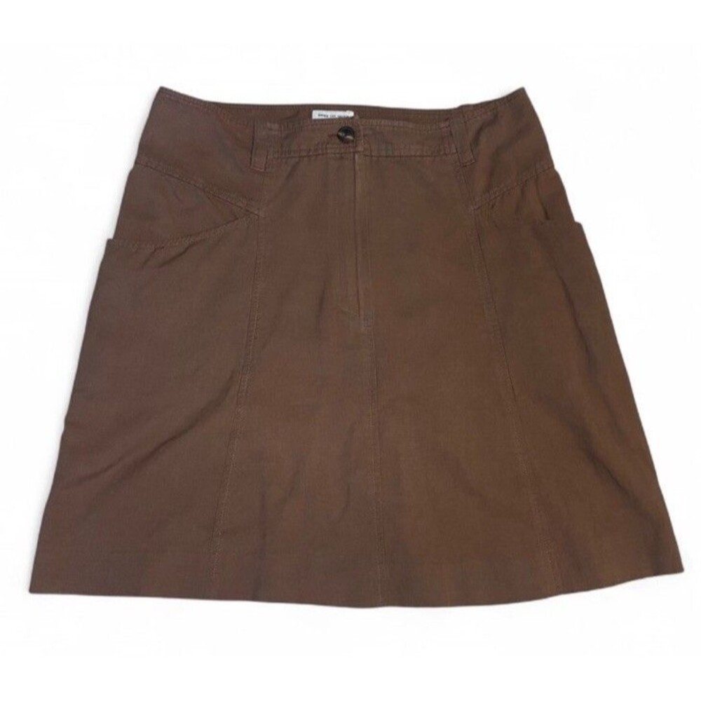 DRIES VAN NOTEN Brown Skirt A-Line Knee Sz 40 Linen Cotton Blend Elevated Basic